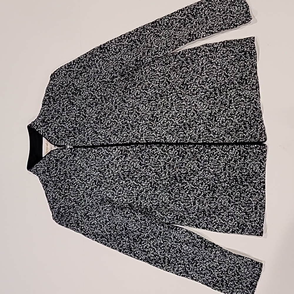 Jeanne Alexander Embroidered Metallic Zip Front Jacket Black Silver Medium - Picture 6 of 14